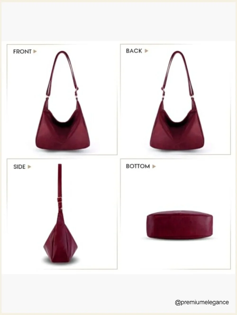 Soft Leather Slouchy Hobo Shoulder Crossbody Bag for Women